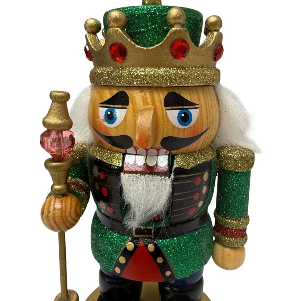 Holiday Nutcracker Figurine Wooden Christmas Decor 7" high King with Crown